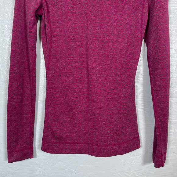 Smartwool Women M Pink Chevron Stripe Shirt Base Layer Merino Gorpcore Winter - Picture 5 of 8